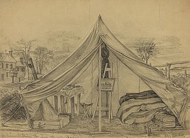 “My studio.” Civil War drawing by Edwin Forbes, 1864.