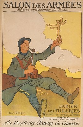 “Salon des ArmÃ©es, rÃ©servÃ© aux artistes du front.” World War I poster by Henri Dangon, 1916.