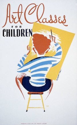 “Art Classes for Children.” WPA poster for Chicago, Illinois, 1936-1940.