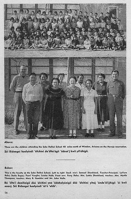 Faculty and students at the Seba Dalkai School, Arizona, 1955. Chronicling America: Historic American Newspapers