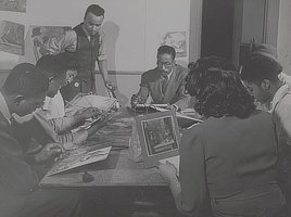 Painting class at the South Side Community Art Center, Chicago, Illinois. Photo by Jack Delano, 1942.