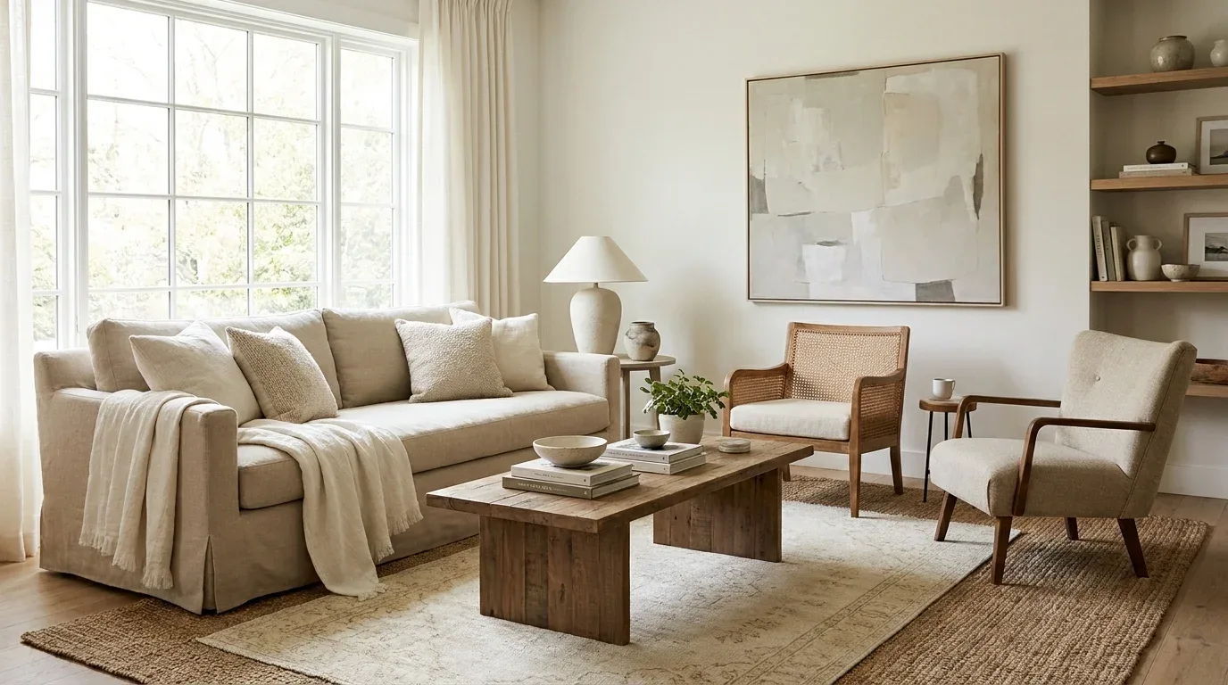 Layered natural textures add depth and an expensive feel to a room